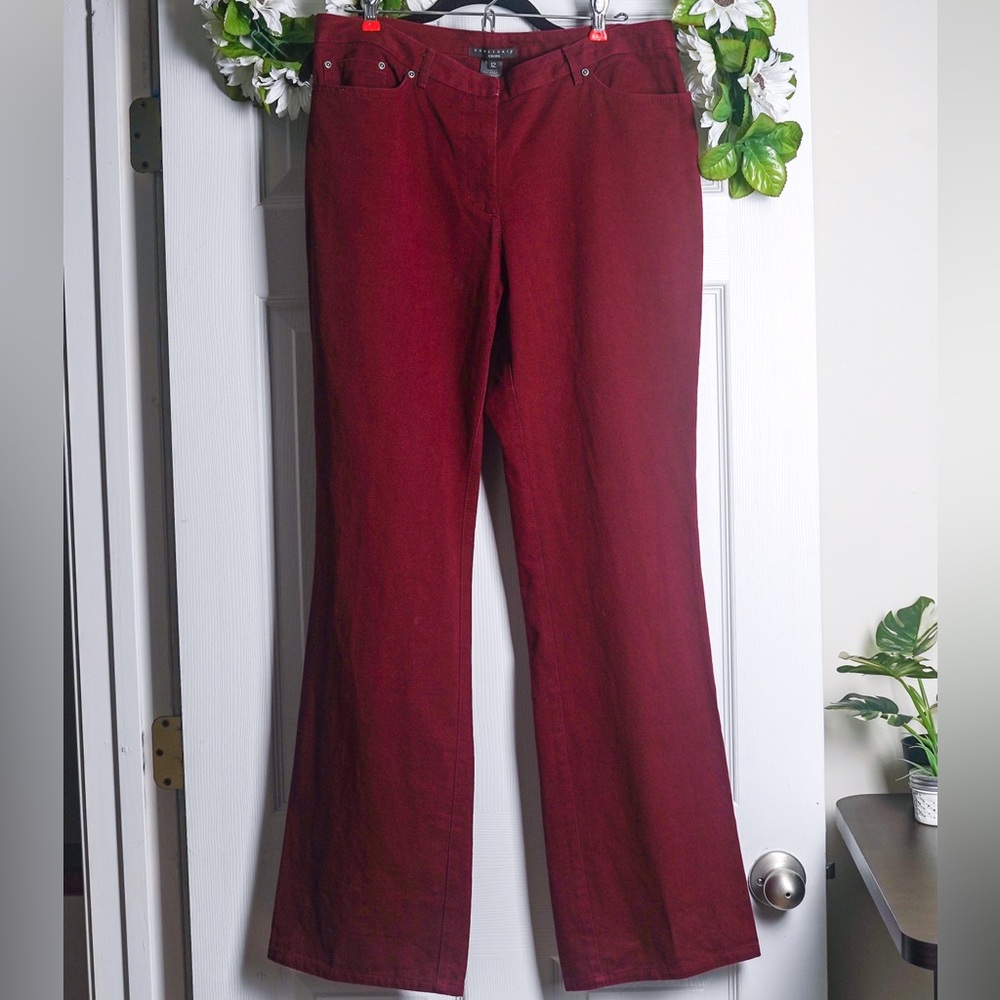 Sanctuary Jeans Red Burgundy Maroon Straight Leg Chino size 12 Made in US Cotton